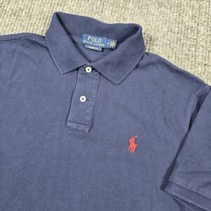 Polo Ralph Lauren Polo Shirt Mens Medium Navy Blue Classic Fit Red Pony Casual